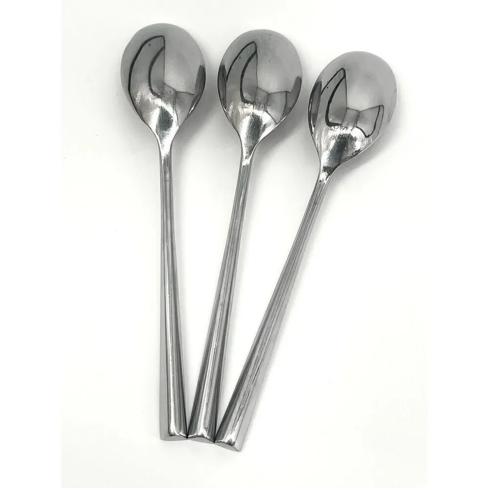 Towle LUXOR Stainless Dinner Spoons Triangle Flat Tip 8 1/8” Glossy Set Of 3
